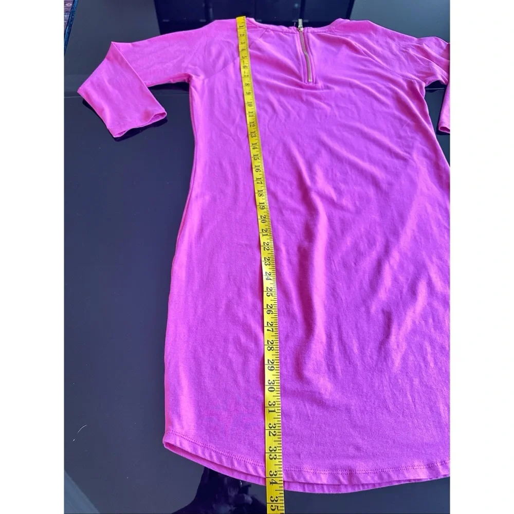 Michael Kors Hot Pink Mini Shift Dress With Gold Logo, S